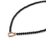 Stříbrný náhrdelník Angelica - černý spinel, srdce, stříbro 925/1000, Černá 42 cm