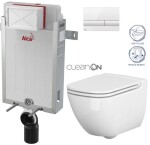 ALCADRAIN Renovmodul - předstěnový instalační systém s bílým tlačítkem M1710 + WC CERSANIT CLEANON CASPIA + SEDÁTKO AM115/1000 M1710 CP1