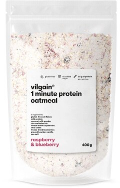 Vilgain Minutová proteinová ovesná kaše – malina a borůvka bez přidaného cukru 400 g