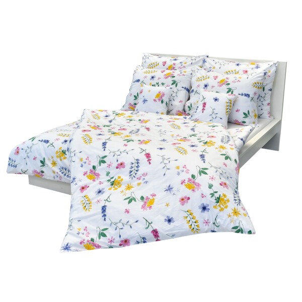 Stanex Ložní povlečení krepové Flora bílá (LS211) ROZMĚR: 140x220 cm + polštář (90x70 cm)