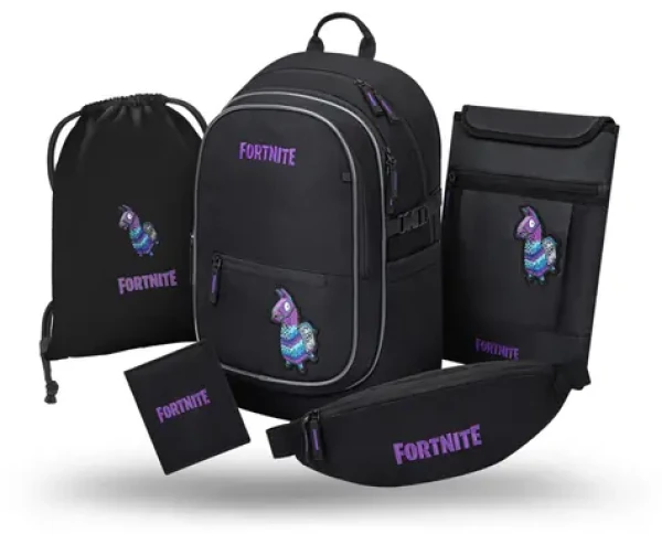 BAAGL SET 5 Core Fortnite Llama / Školní set / batoh, sáček, ledvinka, obal na notebook, peněženka / GRS