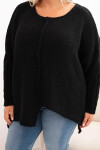 Svetr dámský Plus Size s akrylem volného střihu a rukávem 3/4 černý UNI