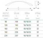 Tulip Nábytková úchytka Pelena rozteč: 160mm nikl broušený (157826)