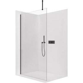 CERANO Sprchová zástěna Walk-in Onyx Top Cube L/P - 8 mm - hranatá vzpěra - černá matná, transparentní sklo - 40x200 cm
