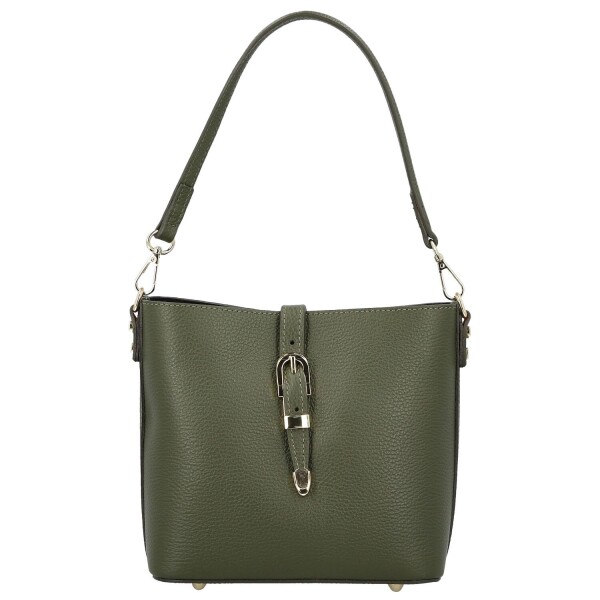 Luxusní dámská kožená kabelka na rameno Bertha, tmavě zelená