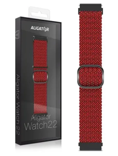 Aligator Řemínek textilní 22mm / černo-vínový (22AW0022)