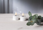 STAR TRADING Čajová LED svíčka Flamme White 4 cm – set 2 ks, bílá barva, plast