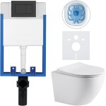 CERANO - Kompletní WC set Profi/Cesso - bílá matná - WC tlačítko Classic/Černá matná - pro zazdění - 49x36 CER-8050BD20