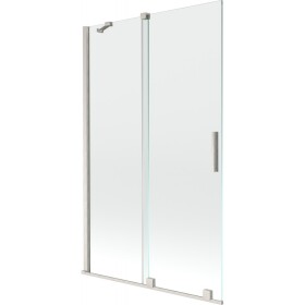 MEXEN/S - Velar dvoukřídlá posuvná vanová zástěna 110 x 150, transparent, nikl kartáčovaný 896-110-000-01-97