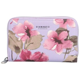 Krásná dámská koženková peněženka Flowers, fialová