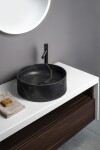 SAPHO - BLOK kamenné umyvadlo na desku, Ø 40cm, matný černý Marquin 2401-52