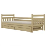 Postel Dawid přistýlka + zásuvky 90x200 přírodní, nelakovaná