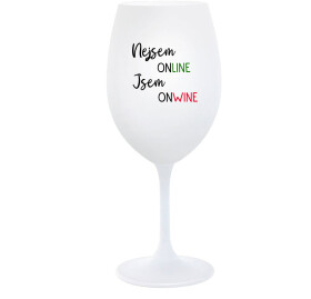 NEJSEM ONLINE JSEM ONWINE - bílá sklenice na víno 350 ml