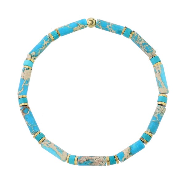 Luxusní pánský náramek Antonio Gold - tyrkys, jaspis a zlatý hematit, Tyrkysová 20 cm