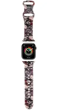 Hello Kitty Silicone Tags Graffiti růžová / Řemínek / Apple Watch 38/40/41 mm (HKAWMSDGPTP)