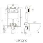 CERANO - Kompletní WC set Basic/Cesso - černá matná - WC tlačítko Dualo/Stříbrná - pro zazdění - 49x36 CER-8050BD86341