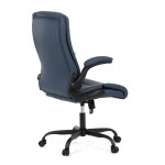 Křeslo kancelářské, tmavě modrá ekokůže, kovový kříž, kolečka na tvrdé podlahy