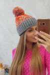 Dámská čepice s bambulí Abigail K326 šedá+neon orange UNI