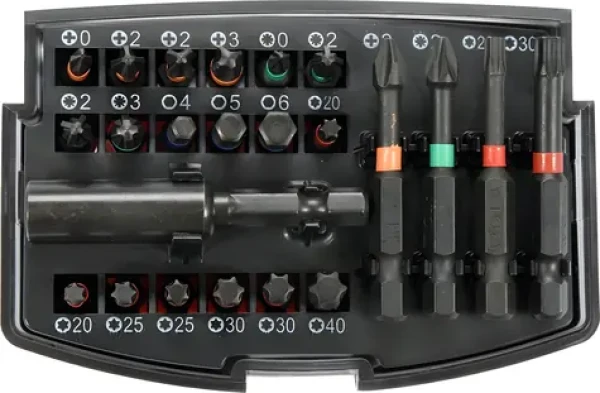 YATO Sada bitů s adaptérem 1/4" / Sada bitů / 23 ks / adaptér 60 mm / ocel AISI S2 (YT-04621)