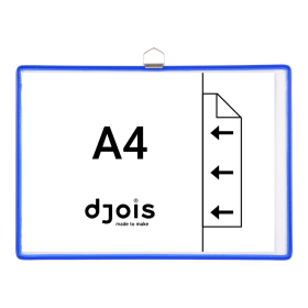 Djois rámeček s kapsou a očkem, A4, otevřený bokem, modrý, 5 ks