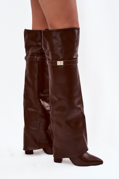 Dámské zateplené kozačky s holenicí nad kolena Serelle – hnědé Velikost: 38