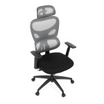 Kancelářská židle, šedá síťovina, černý plast, kolečka na tvrdé podlahy
