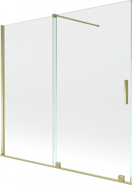 MEXEN/S - Velar Dvoukřídlá posuvná vanová zástěna 170 x 150 cm, transparent, zlatá 896-170-000-01-50