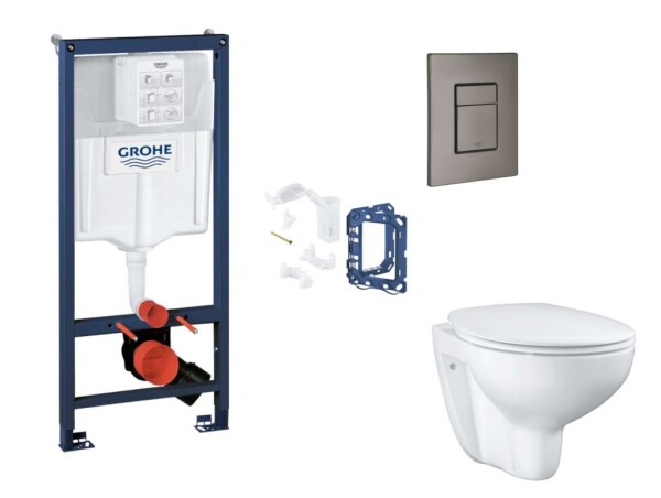 GROHE - Rapid SL Set předstěnové instalace, klozetu, sedátka SoftClose, tlačítka Skate Cosmopolitan a sady pro vhazování tablet, kartáčovaný Hard Graphite SANI11BB5134