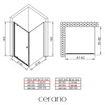 CERANO - Sprchový kout Ferri L/P - 6 mm - černá matná, transparentní sklo - 80x90x195 - pivotový CER-427474