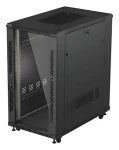 Lanberg 22U 19" černý / Stojanový rozvaděč / 600x1000 mm / Flat pack / Skleněné dveře (FF01-6022-12B)