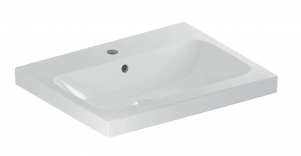 GEBERIT - iCon Umyvadlo 60x48x16 cm, s přepadem, s otvorem pro baterii, KeraTect, bílá 501.834.00.2