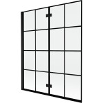 MEXEN - MIST vanová zástěna 140x150 cm 6mm 2-s, černá, dekor, levá 8A9-140-002-70-77-L