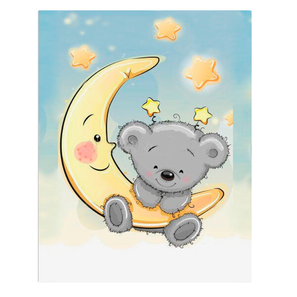 Antistresové omalovánky TSvetnoy TSvetnoy, LC016e, Diamond painting - diamantové malování, 20 x 30 cm, Medvídek na měsíci