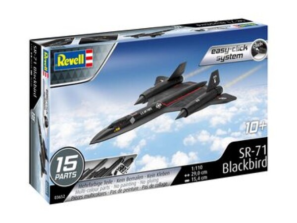 Revell Lockheed SR 71 Blackbird obsahuje barvy a lepidlo EasyClick ModelSet 63652 1:110