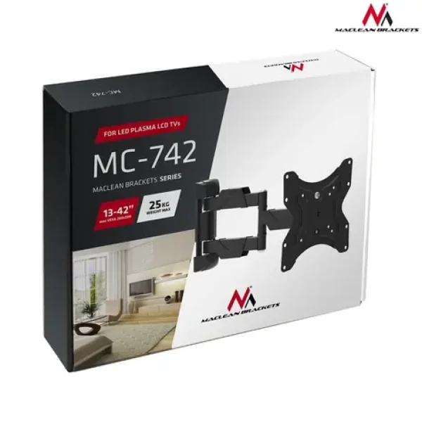 Maclean MC-742 černá / Nástěnný držák pro TV a monitor / 13-55" / VESA 75x75-200x200 / nosnost 30 kg (MC-742)