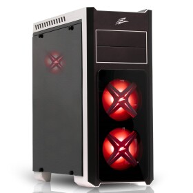 EVOLVEO Ray 4 CR černo-červená / ATX / 2x USB 2.0 + 1x USB 3.0 / 3x 120 mm (LED) / bez zdroje / průhledná bočnice (CAER4CR)