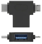 PremiumCord Adaptér USB-A - USB-C + micro USB-B černý / Adaptér / USB 3.1 / 5 Gbps (kur31-12)