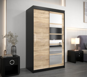 Šatní skříň Abi Ro1 Barva korpusu: Černá, Rozměry: 120 cm, Dveře: Dub sonoma