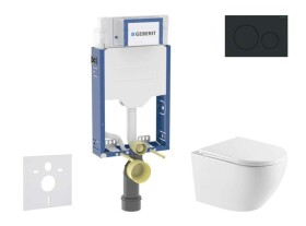 GEBERIT - Kombifix Set předstěnové instalace, klozetu Oudee a sedátka softclose, tlačítko Sigma20, matná černá/černá SANI15CA5156