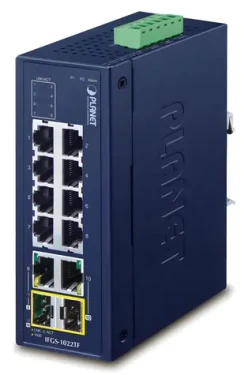 Planet IFGS-1022TF / Switch průmyslový / 8x 100Mb / 2x 1Gb SFP / -40 až 75°C / IP30 / Fanless (IFGS-1022TF)
