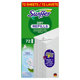 Swiffer Sweeper Dry Náhradní Prachovky Na Podlahu Clean & Fresh, 72 Ks, Zachytí a Zadrží Prach