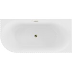 MEXEN/S - Gia volně stojící rohová vana reliéf pravá 150 x 75, bílá lesk, sifon a přepad zlatá 52701507500P-50