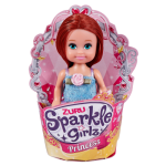 Princezna Sparkle Girlz malá v kornoutku - růžovo-zelené šaty- hnědé vlasy
