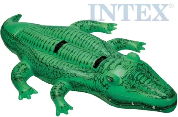 INTEX Nafukovací lehátko Krokodýl 203 × 114 cm / Hračka do vody / PVC / s úchyty / od 3 let (it58562)
