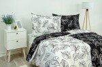 Stanex Ložní povlečení krepové Listy černo-bílé (LS144) ROZMĚR: 140x220 cm + polštář (90x70 cm)