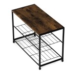 Botník, 2 police, MDF, dekor staré dřevo sonoma, černý kov