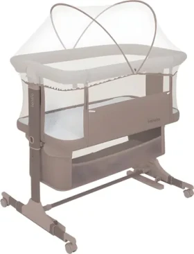 LIONELO Postýlka Jodie 3v1 Beige Taupe / Přístavná postýlka i kolébka / Nastavitelná výška 6 úrovní / Kolečka s brzdou (LO-JODIE BEIGE TAUPE)