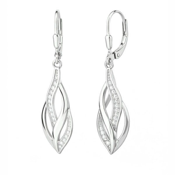 Stříbrné visací náušnice se zirkony Céline - stříbro 925/1000, Stříbrná