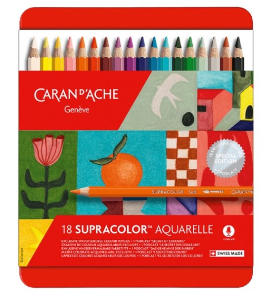 Caran d'Ache, 3888.418, Supracolor, umělecké akvarelové pastelky, limitovaná edice, 18 ks