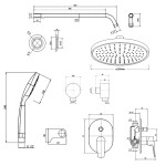 AQUALINE - LOTTA podomítkový sprchový set s pákovou baterií, 2 výstupy, chrom LT743